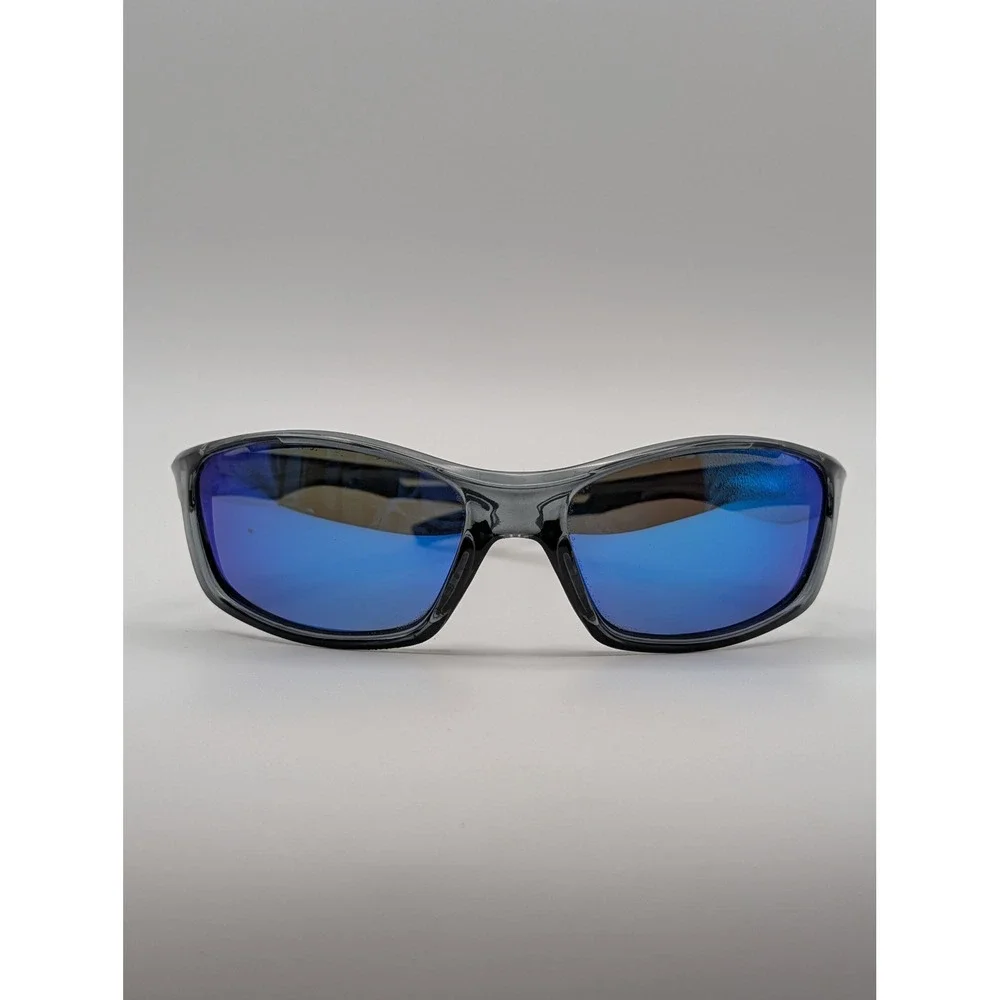 Foster Grant AIM M21 Polarized Sunglasses Grey Blue Mirror Sport Wrap Men Women